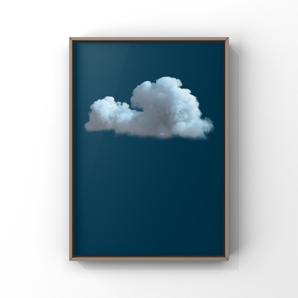 Vintage moody 3D clouds art print wall decor - Picture 2 of 3